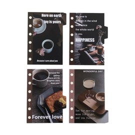 Divider Cards, A7, 4 Stacks, Index Sheet, Coffee Pattern, pp, 6 Holes, Index Sheets, Beautiful Life, Laminated Tabs, Compatible with Organizers, Binder Notebooks, Notepads, Learning Supplies, Office