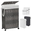 70L Slim Laundry Hamper with Lid & Wheels, Rolling Laundry