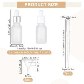 OLYCRAFT 12Pcs 0.5oz/15ml Frosted Glass Dropper Bottle Glass Bottle with Glass Eye Dropper Tincture Bottles with Dropper Frosted Glass Tincture Bottles With Dropper for Essential Oils Chemistry Lab