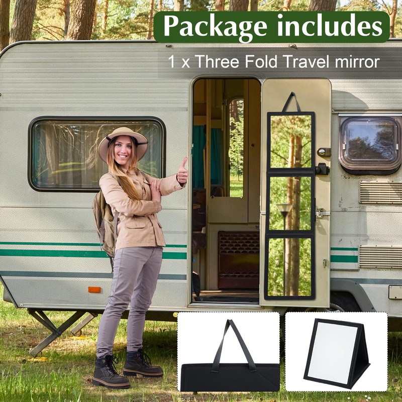 Yalikop Foldable Full Length Travel Mirror, Portable Shatterproof Hanging Mirror,