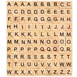 Wooden Letters Set, 200 Pieces Tile Letters Game, A to Z Wooden Letters, Number 0-9 Wooden Numbers Letters, for Board Games, Wedding Frame, Wall Art, DIY