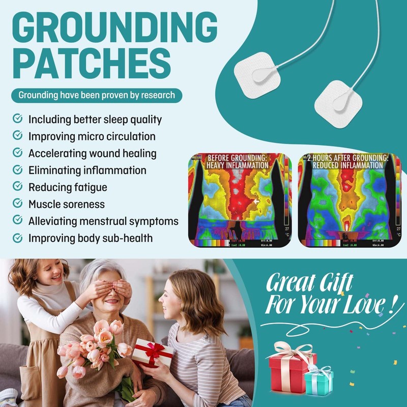 Grounding Patches 10 Pack with Grounding Cord & Adapter, Reusable