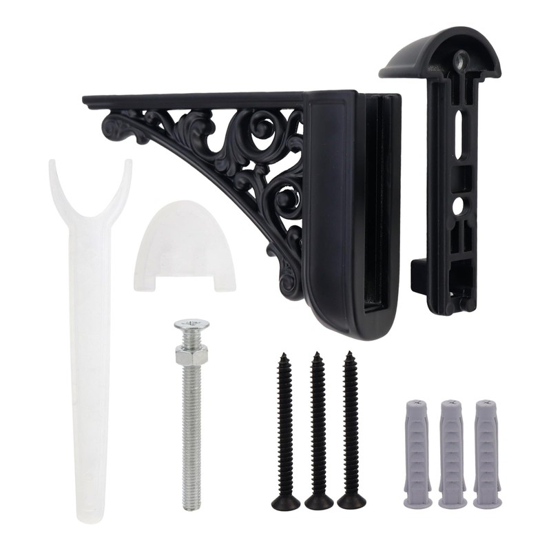 Chinflly Adjustable Shelf Brackets Antique Black Metal Wall Mount Shelving