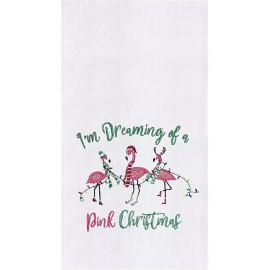 C & F Enterprises (Gallerie II) GALLERIE II PINK FLAMINGOS TOWEL CHRISTMAS HOLIDAY DECOR