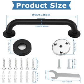 Bosdontek Pack of 2 Grab Bars for Seniors, Stainless Steel Safety Grab Bar, Non-Slip Bathroom Handrail, Toilet Grab Bar, Shower Handle, Safety Handle for Bathtub (Screw Wall Mounted, 30 cm)