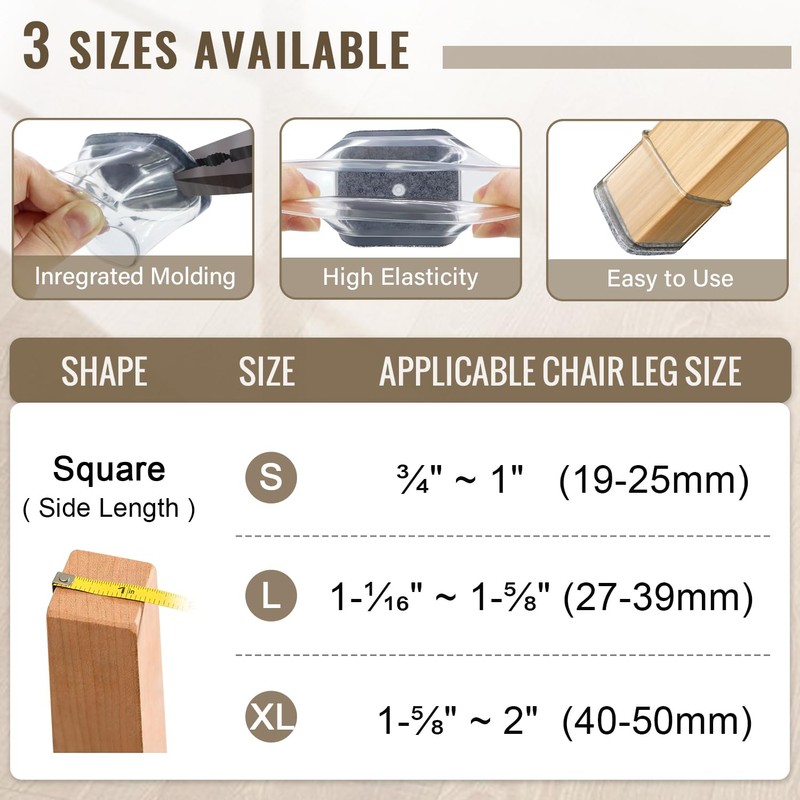 BUMACO Chair Leg Floor Protectors Square Chair Leg Protectors for