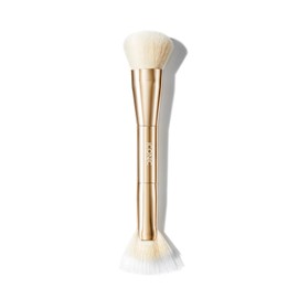 ICONIC LONDON Cheek Glow Duo Brush | Dual-Ended Makeup Brush, Buffing Side and Fanned Side, For Seamless Makeup Application