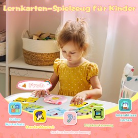 Standard Deutsch, Sprechende Flash Karten Lernspielzeug für Kleinkinder ab 2-6 jahr, 202 Blätter 404 Wörter, Pädagogisch Interaktive Spielzeug für Jungen Mädchen Spielzeug Geschenk ab 2,3,4,5,6 - Rosa