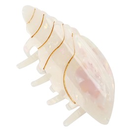 Framendino, Spiral Conch Hair Claw Clip Faux Pearl Novelty Funky for Women Thick Accessories White