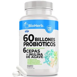 60 Billones de Probioticos + Inulina de Agave - Probioticos y Prebioticos - (120 Capsulas/ 2.5Mil Millones de UFC Por Capsula) | [Maxima Absorcion] - 