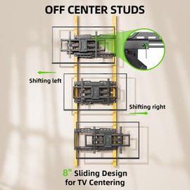 USX MOUNT UL Listed Heavy Duty TV Wall Mount for 42-97" TVs up to 150lbs with 8" Sliding Design, Ultra-Large TV Mount Bracket for up to 24" Studs with Swivel, Tilt & Leveling, Max VESA 600x400mm