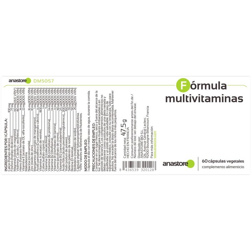 Multivitamin Formula 750 mg / 60 Capsules Iron, Magnesium, Zinc,