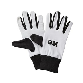 Gunn & Moore GM | Wicket Keeping Keeper Full Inner Gloves Cricket | Lycra Back with Padded Cotton Inner | Elasticated Wristband | White with Black Thumb, Cuff Trim & GM Logo to Back | Junior | 1 Pair