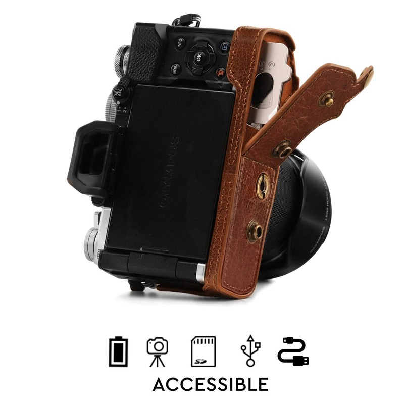 MegaGear Ever Ready MG1863 Brown Genuine Leather Camera Case Bag