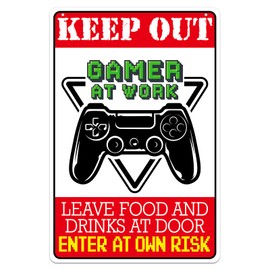 WhatSign Game Room Sign - 8" x 12" Keep Out Gaming Sign Gamer Signs for Boys Room Gaming Bedroom Game Room Wall Decor Gift for Gamers Men Teen Boys