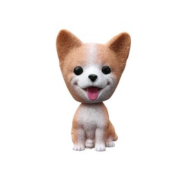 Comidox Handmade Childhood Memory BobbleHead Dogs Car Dash Puppy for Car Vehicle Decoration Rocking Head Dog Made by Superior Natural Resin Corgi 1pc