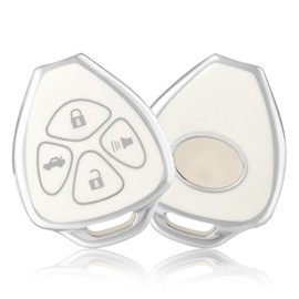 OFFCURVE Key Fob Cover for Toyota, Car Key Case for Toyota 2009-2016 Venza/Camry 2007 2008 2009 2010 2011/Corolla 2009-2010 Car Smart Key Accessories Holder Protector, White