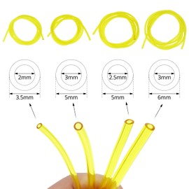 QWORK® Pack of 4 1.5 m Petrol Hose, Fuel Hose, 2 x 3.5 mm, 2.5 x 5 mm, 3 x 5 mm, 3 x 6 mm for Chainsaws, Blowers, Pressure Washers