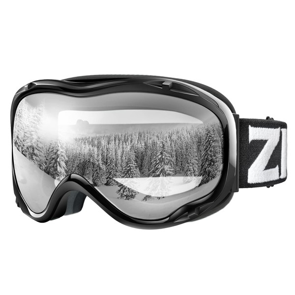 ZIONOR Lagopus Ski Snowboard Goggles UV Protection Anti-fog Snow Goggles for Men Women Youth - B1 Black Frame Clear Lens