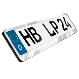 L&P A165 Pack of 2 Premium Car Number Plate Holder Stainless Steel Polished Inox V2A Number Plate Amplifier Licence Plate Holder Number Plate Holder Mount Licence Plate Number Plate