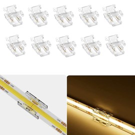 Amefil 2 Pin 8mm Cob LED Strip Connectors,DC Female Input with Easy Click Connector Cable,Strip to Wire Quick Connection for Singel Color COB LED Strip (2p8mmBB)