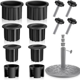 12 Pcs Patio Umbrella Base Parts, Plastic Parasol Stand Replacement Parts, Wearproof Base Bracket, Hole Ring Cover & M8 Screws for Most Beach Backyard Balcony Umbrella Hole