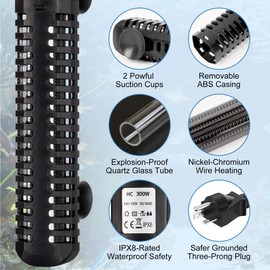 Aquarium Heater for Fish Tank: 500W Fish Tank Heater External Temperature Control Intelligent Leaving Water Automatically Stop Submersible Heater for Fish Tank 75-120 Gallons Freshwater Saltwater