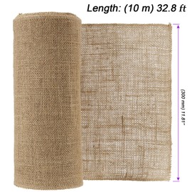 HEIYUET 10 m x 30 cm Hessian Table Runner, Jute Table Runner Roll Jute Ribbon Table Runner, Natural Jute Fabric for Crafts, Wedding, Farmhouse Party, Rustic Table Decoration