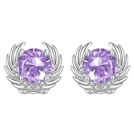 Angle Wing Earrings Sterling Silver Light Purple June Birthstone Stud Jewelry Birthday Gifts for Women Wife Friends Daughter