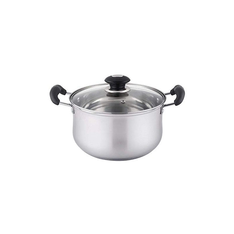 Uniware Stainless Steel Pot with Glass Lid (2 QT) Silver/Black