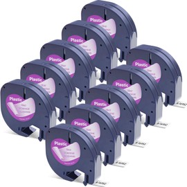 10X 12267 Replacement Label Tape for Dymo LetraTag Black on Clear/Transparent 12267 S0721530 Plastic Label Cassette LT Label Cartridges for LT-100H LT-100T QX50 LT-110T XR XM 2000, Label Orison