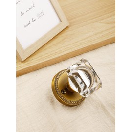 SORWDUERM 1 Pack Antique Brass Door Knobs Crystal Door Knob Passage Door Knobs Glass Interior Door Knob for Hall and Closet Zinc Alloy
