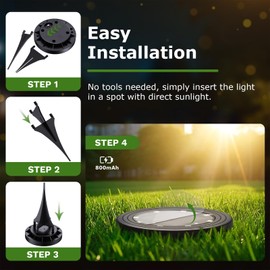 NIBSHOOM Pack of 8 Outdoor Solar Floor Lights, IP68 Weatherproof Solar Lights with 8 LEDs, Garden Lighting, Long Service Life, White Solar Lights for Garden Decoration, Paths, Patios