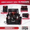 ARROW Tool Belt Heavy-Duty, Electrician Tool Pouch with 10 Pockets,