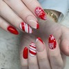 Christmas Press on Nails Medium Almond Fake Nails, French Tip