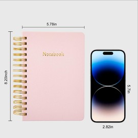 Wisefine Spiral Notebook, College Ruled Lined Journal Notebook, 5.7*8.1inch, 184 Sheets/368 Pages Writing Journal for Women, Dual Spiral Binding Notebook Perfect for Office & Home School Supplies, Pink