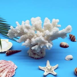 Tirifer - Estatua artificial de arrecife de coral - Decoración de mesa de resina para el hogar, sala de estar, boda (blanco, rama)