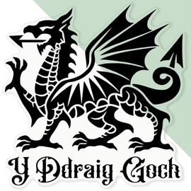 'Welsh Dragon' Clear Sticker Decal – Waterproof Film for Windows, Cars, Walls & Crafts, XL (460mm) (DC00134179)