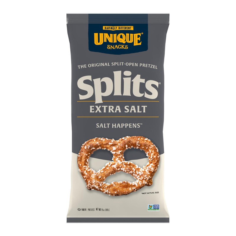 Unique Snacks Extra Salt Splits Pretzels, Original Split-Open Pretzels, Delicious