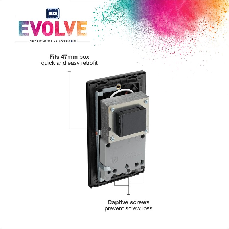 BG Evolve Black Chrome (Black) Dual Voltage Shaver Socket 115/240V