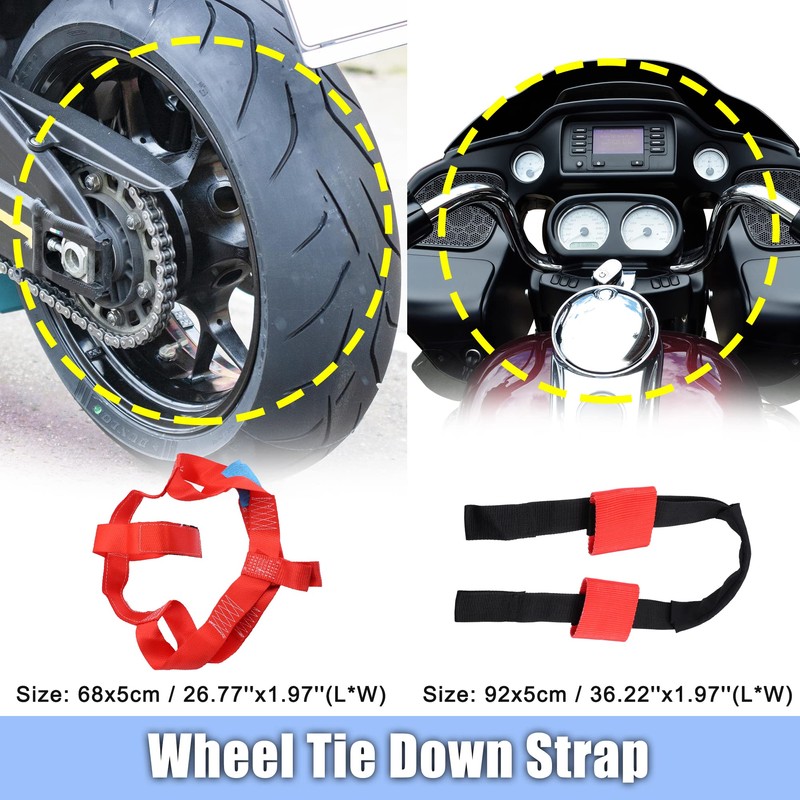 X AUTOHAUX 1 Set Front Rear Wheel Transport Tie Down