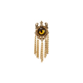 Brooch Lapel Pin for Men Gold Crowned Evil Eye with Hanging Chain Detailing Lapel Pin Badge Coat Suit Wedding Gift Party Shirt Collar Accessories