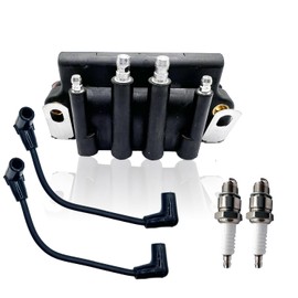 Replaces# 583740 18-5170 Dual Plug Wire Ignition Coil Compatible with Johnson Evinrude Engines 2hp - 175hp 1987-2001with 2PCS Marine Spark Plug Wire &2PCS Spark Plug QINLANAP