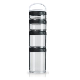 BlenderBottle GoStak Twist n' Lock Storage Jars, 4-Piece Starter Pak, Black