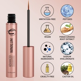 Premium Eyelash Growth Serum, Lash Growth Serum 5ML, Eyebrow Growth Serum with Peptides, Irritation-Free Eyelash Serum to Grow Lashes, Lash Boost for Fuller, Longer, Thicker, and Stronger Lashes, Pink