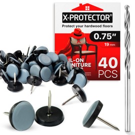 Chair Glides X-PROTECTOR – 0.75" Furniture Glides 40 pcs – Grey Nail-on Chair Sliders – Premium Chair Leg Floor Protectors – Slide Effortlessly with Leg Pads That Protect Your Floor!