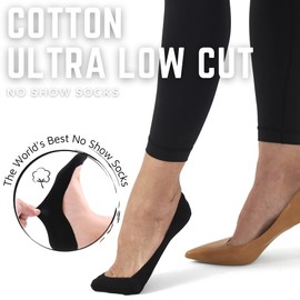 Soxbang Mujeres Calcetines Truly No Show Para Mujer, Para Tacones Planos, Antideslizantes, De Algodón, De Corte Ultrabajo, Con Forro () 10-11.5 4-Negro