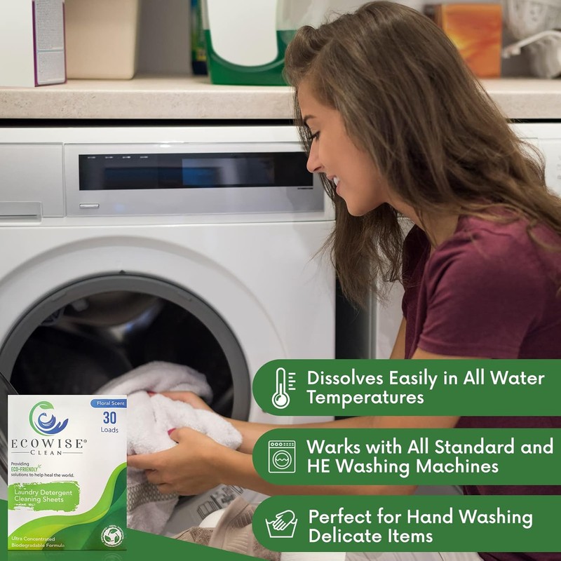 Laundry Detergent Sheets Eco-Friendly Strips, Concentrated Biodegradable Washer Sheets, Floral,