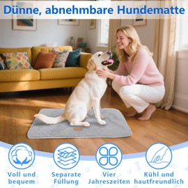 VINGVO Dog Mat, Non-Slip Dog Bed, Washable, Outdoor Dog Bed with Removable Cover for Small, Medium and Large Dogs, Warm in Winter and Cool in Summer (105 x 68 x 4.5 cm)