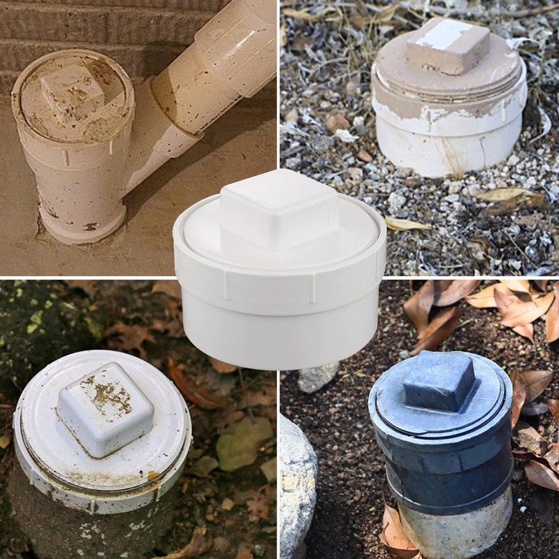 6 Inch PVC DWV Female Sewer Cleanout Cap Adapter with
